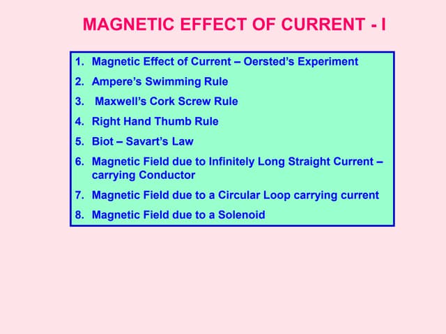 magnetic effect of current class 12th physics ppt