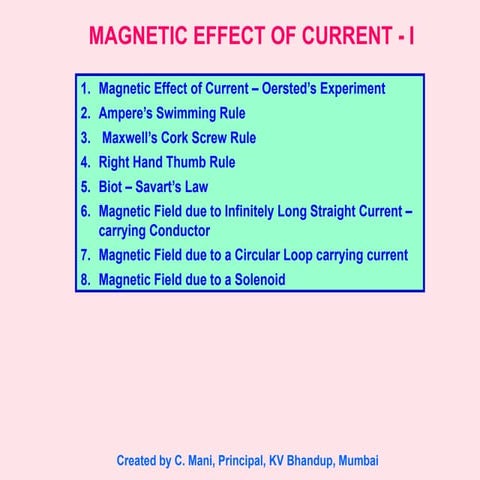 MAGNETIC EFFECT OF CURRENT class XII SCIENCE | PPTX