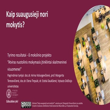 Kaip suaugusieji nori mokytis? 