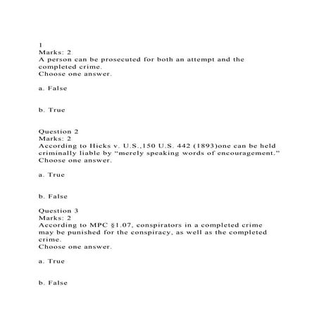 1 Marks 2 A person can be prosecuted for both an attempt and .docx