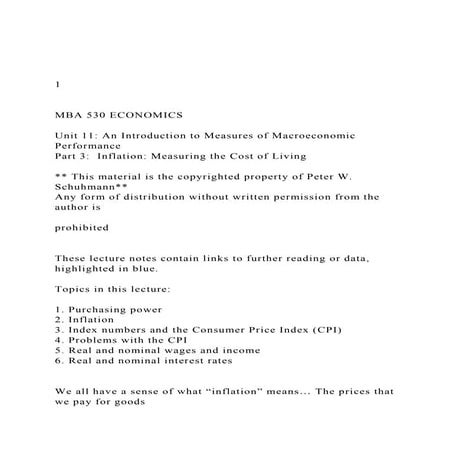 1  MBA 530 ECONOMICS Unit 11 An Introduction to Mea.docx