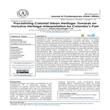 Proclaiming Colonial Urban Heritage: Towards an Inclusive Heritage-interpretation for Colombo’s Past