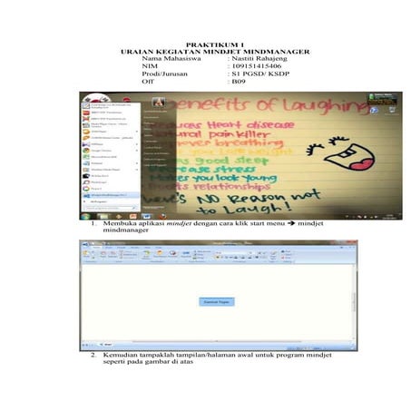 URAIAN KEGIATAN MINDJET MINDMANAGER (PRAKTIKUM 1)