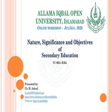 Nature, Significance and Objectives of Secondary Education