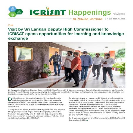 Visit by Sri Lankan Deputy High Commissioner to ICRISAT opens opportunities f...