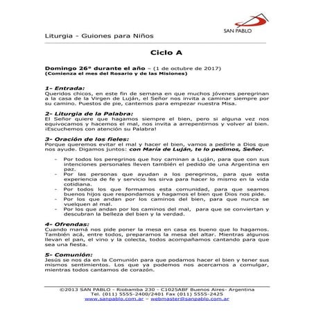 1 octubre guión para niños