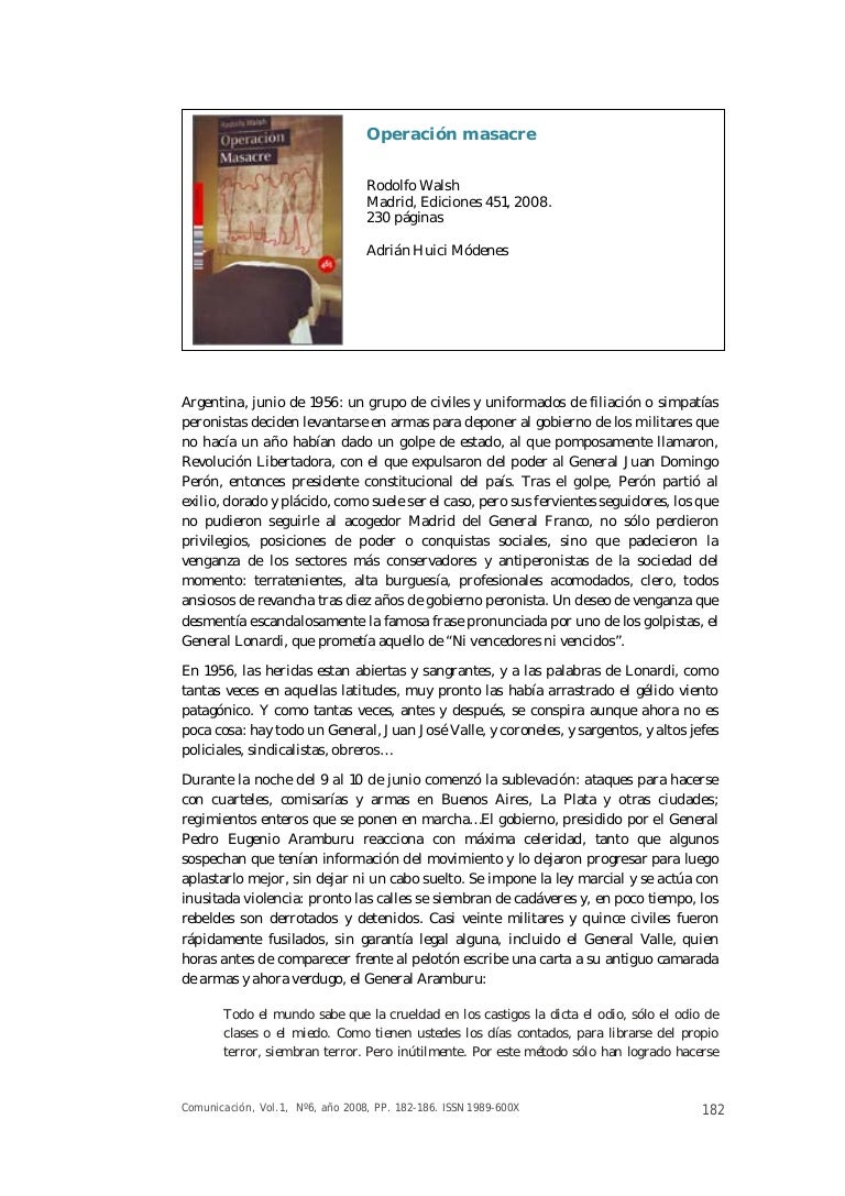 Operacion Masacre Resumen Por Capitulos Docsity