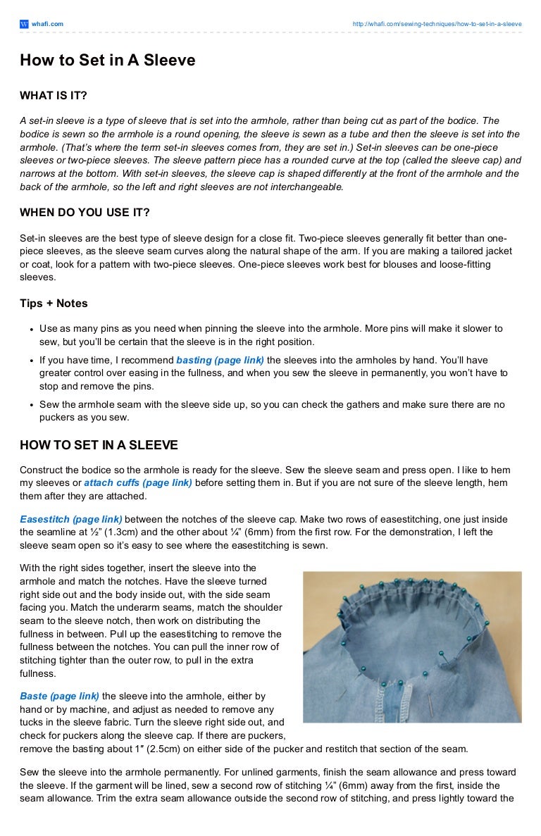 How to set in a sleeve