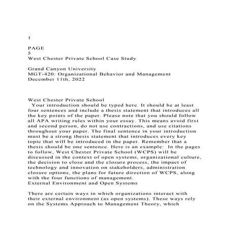 1PAGE  5West Chester Private School Case StudyGrand .docx
