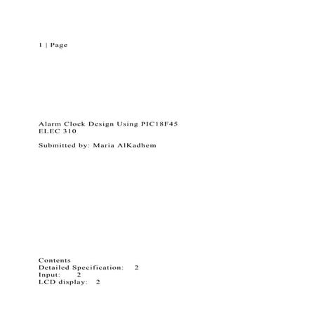 1  PageAlarm Clock Design Using PIC18F45E.docx