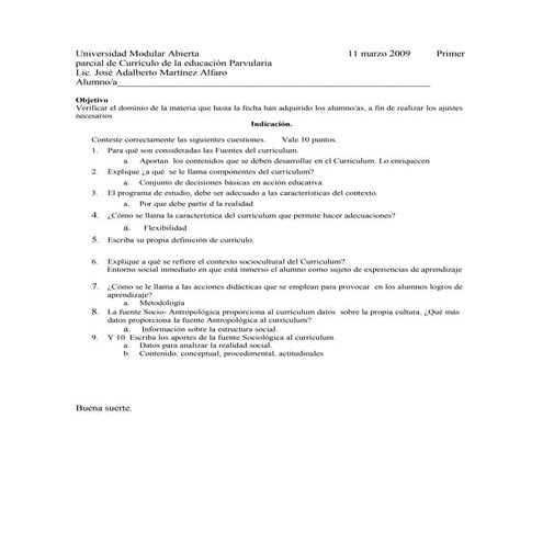 1º Parcial Curriculo Parvularia