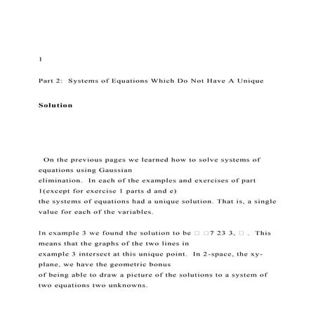 1  Part 2  Systems of Equations Which Do Not Have A Uni.docx