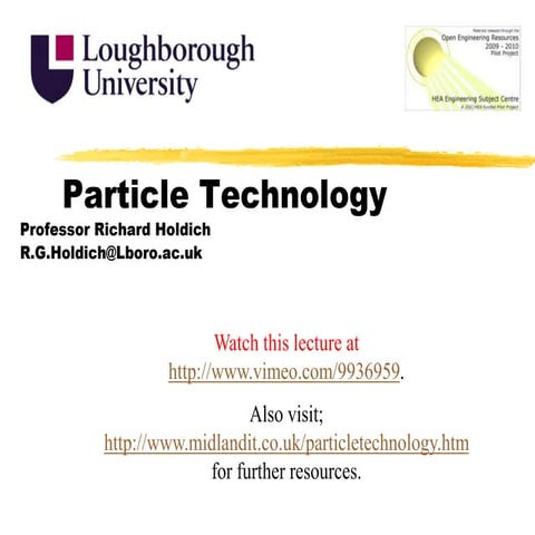 Particle Technology and Characterisation