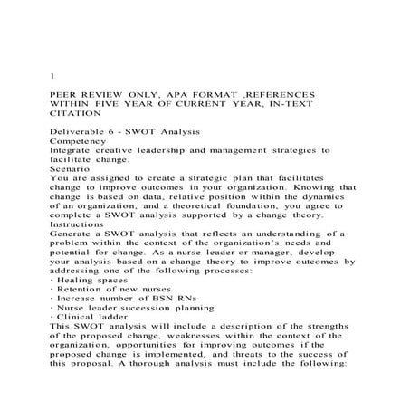 1 peer review only, apa format ,references within five year