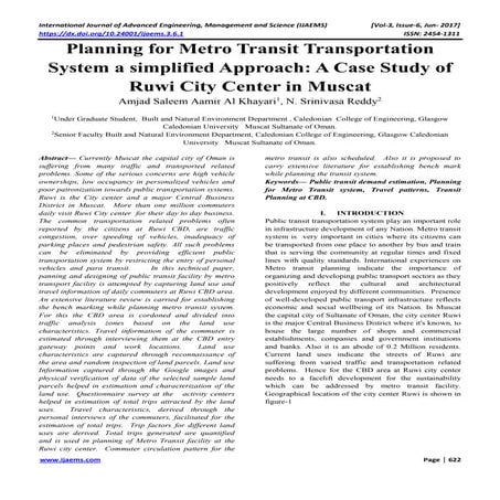 Planning for Metro Transit Transportation System a simplified Approach: A Cas...
