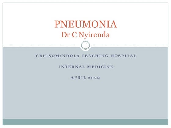 PNEUMONIA PT ASSESSMENT AND MANAGEMENT | PPT