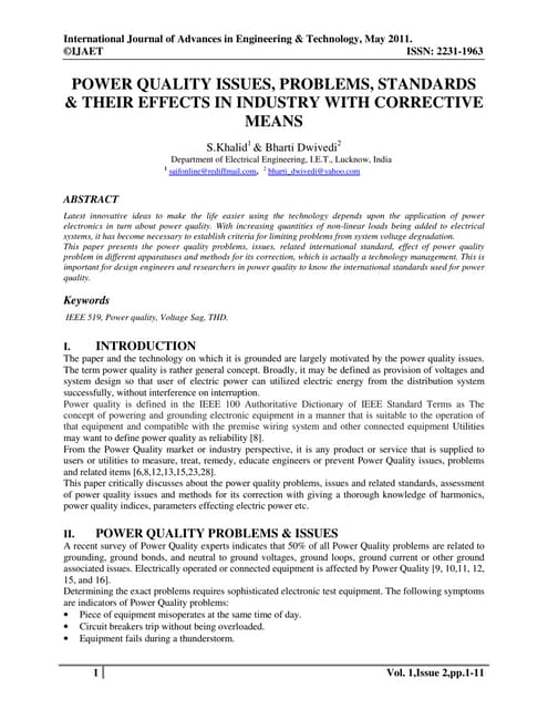 Various Custom Power Devices for Power Quality Improvement A Review | PDF