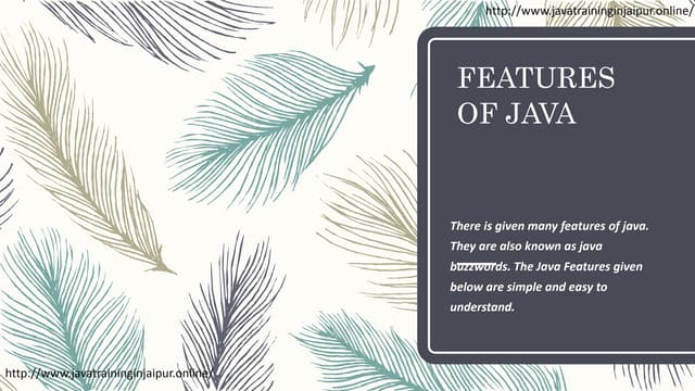 FEATURES OF JAVA