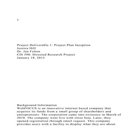 1Project Deliverable 1 Project Plan InceptionJe.docx