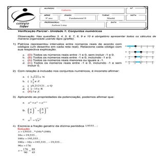 1ª prova gab 9ano unid 1 conjuntos ...