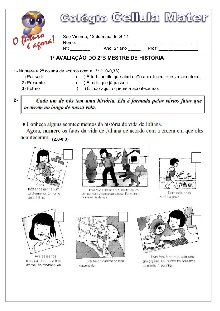 Atividade Presente Passado E Futuro 2 Ano