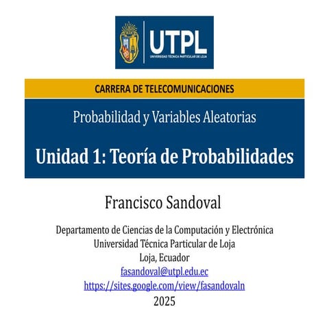 Unidad 1: Teoría de Probabilidades, Telecomunicaciones