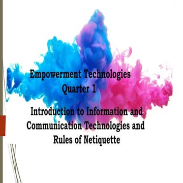 Introduction to Information and Communication Technologies and Rules of Neti...