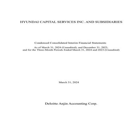 1Q24_HYUNDAI CAPITAL SERVICES INC. AND SUBSIDIARIES