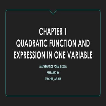 QUADRATIC FUNCTION MATH FORM 4 KSSM 2021 DISCUSSION PART 1