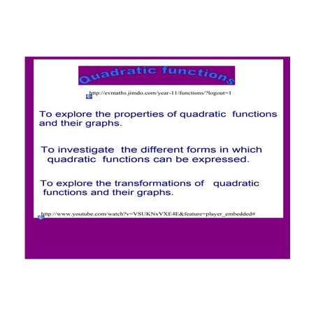 1) quadratic functions