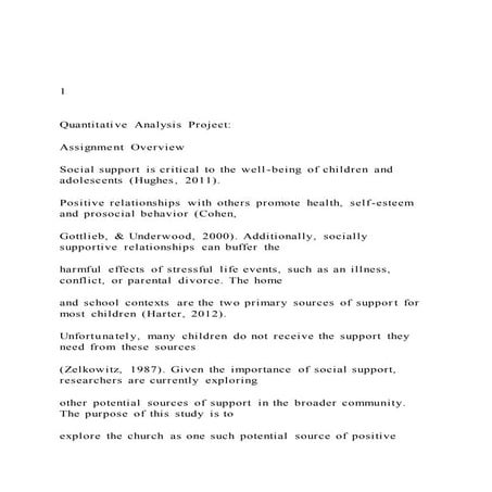 1 Quantitative Analysis Project Assignment Overvi Docx