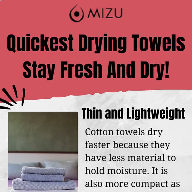 Quickest Drying Towels Stay Fresh And Dry Mizu Towel PDF