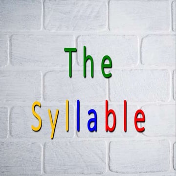 The Syllable |  A Study of English Language and Phonetics