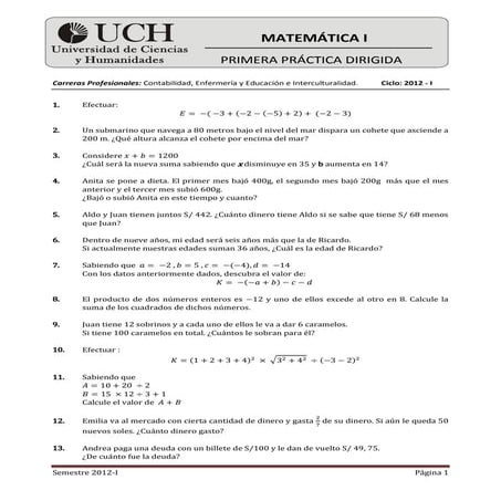 1ra Práctica dirigida | PDF