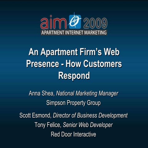 "An Apartment Firm’s Web Presence - How Customers Respond" - Red Door Marketi...