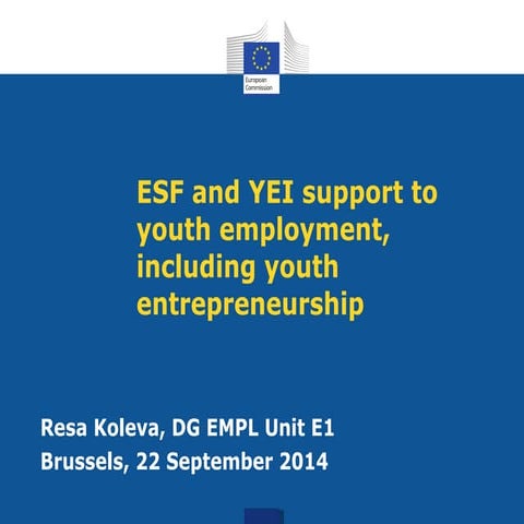 ESF and YEI support to Youth Employment, including Youth Entrepreneurship