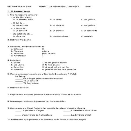 1r eso geografia activitats per temes tema 1 la terra i la seua representació