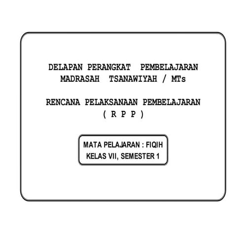 1) RPP Fiqh kelas VII Thaharah