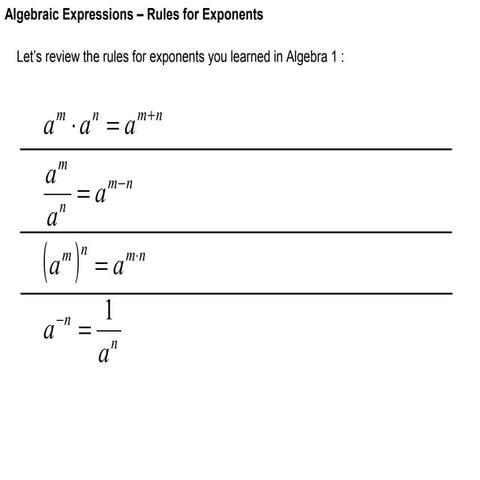 1 rules for exponents