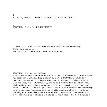 My Experience with pandemic COVID - 19 | PDF