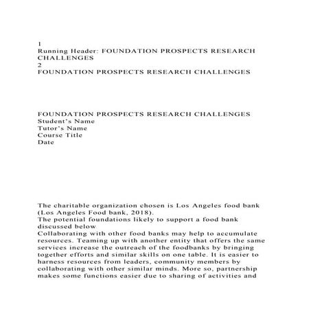 1Running Header FOUNDATION PROSPECTS RESEARCH CHALLENGES 2F.docx