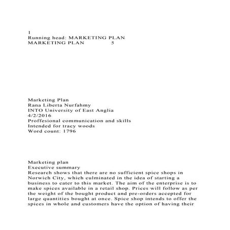 1Running head MARKETING PLANMARKETING PLAN5.docx