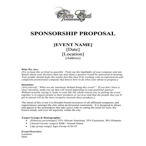 Sponsorship proposal