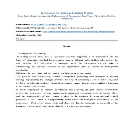 Information For Business Decisions Making