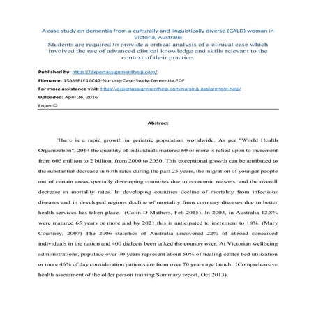Nursing Case Study Dementia