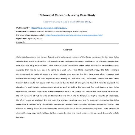 Colorectal Cancer Nursing Case Study