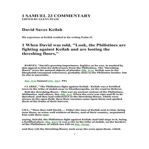 1 Samuel 23 Commentary PDF 1 Samuel 23 Commentary PDF