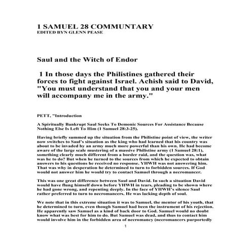 1 samuel 28 communtary | PDF
