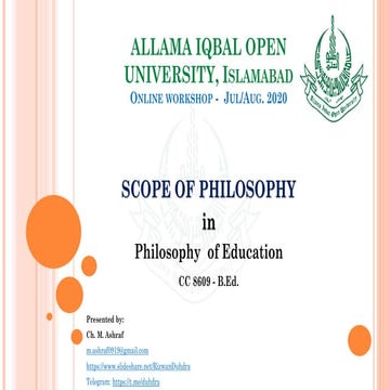 "scope of philosophy" in philosophy of education