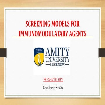 Screening models for immunomodulatory agents | PPTX